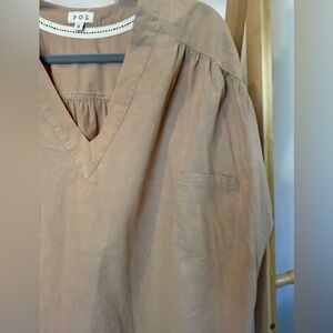 POL Beige V-Neck Oversized Top | NWOT | Small